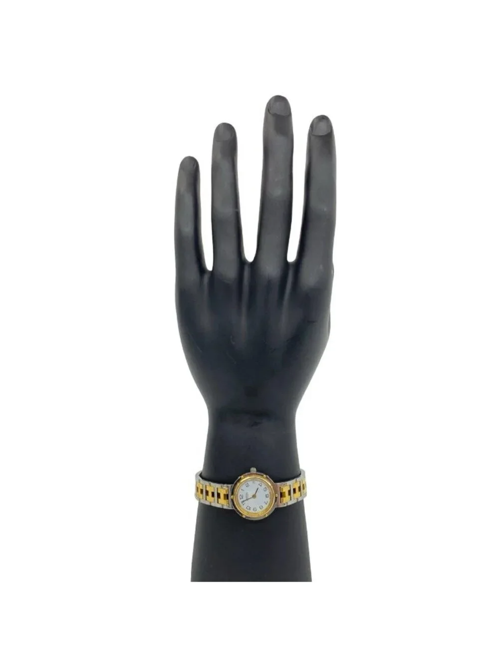 Hermes Clipper Stainless Quartz Watch Wrist Silver Gold